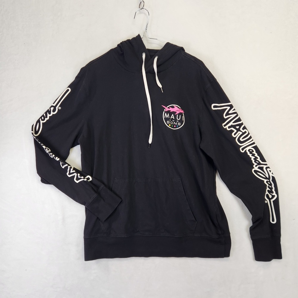 American Eagle x Maui and Sons Mens Black Graphic Shark Hoodie Sweatshirt M